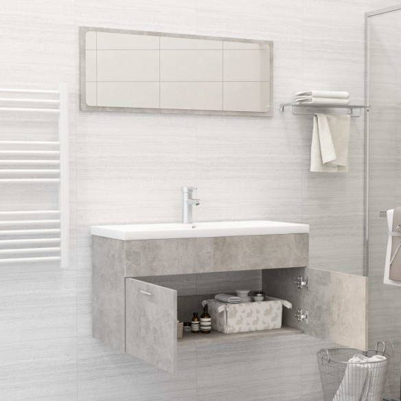 Ensemble de meubles de salle de bain 2 pcs Gris béton Aggloméré