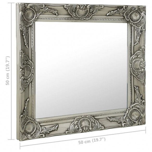 Miroir mural style baroque 50x50 cm Argenté