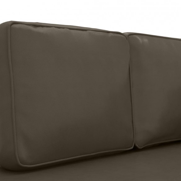 Chaise longue avec coussins et traversin gris similicuir