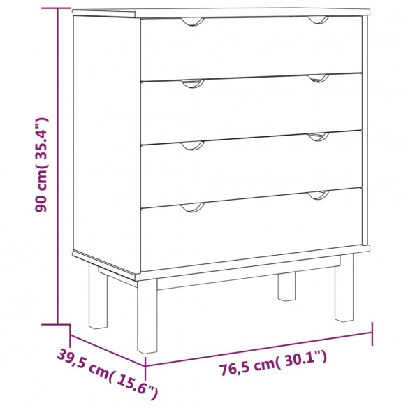 Commode OTTA Marron et blanc 76,5x39,5x90 cm Bois de pin massif