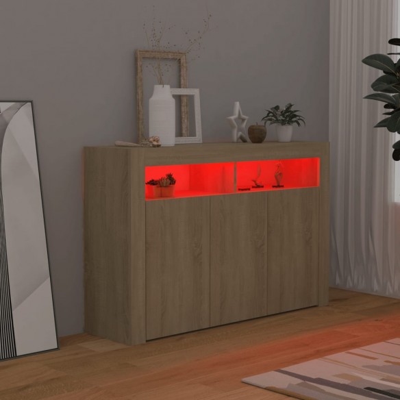 Buffet avec lumières LED chêne sonoma 115,5x30x75 cm