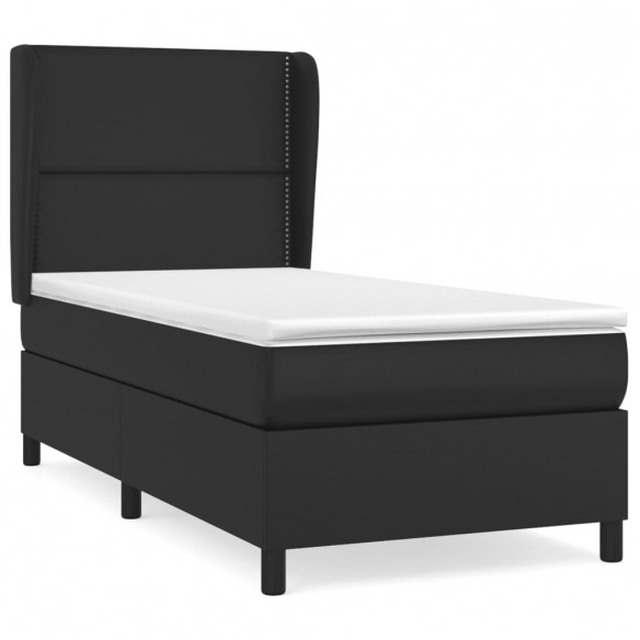 Cadre de lit avec matelas Noir 90x200 cm Similicuir