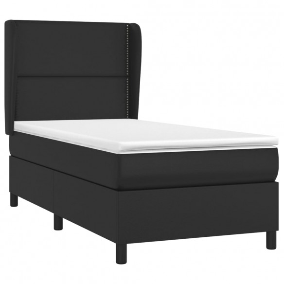 Cadre de lit avec matelas Noir 90x200 cm Similicuir