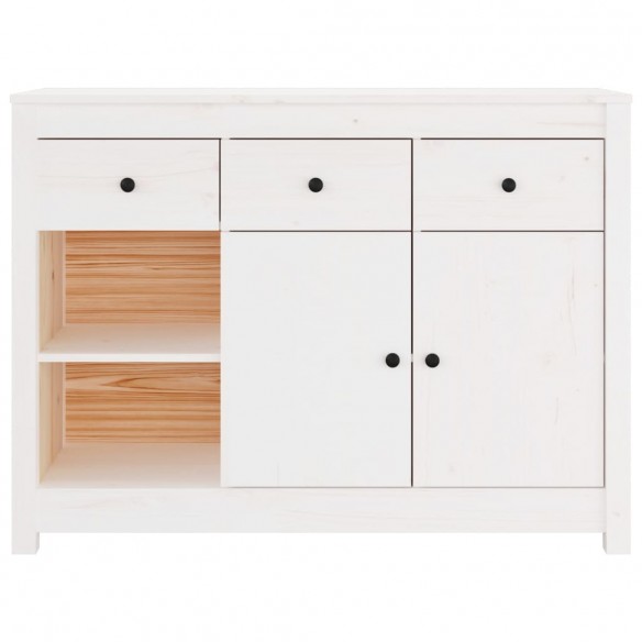 Buffet Blanc 100x35x74 cm Bois massif de pin