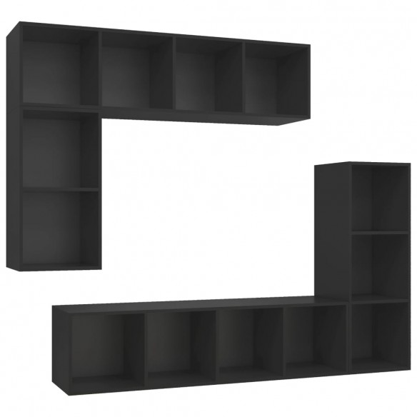 Ensemble de meubles TV 4 pcs Noir Bois d'ingénierie