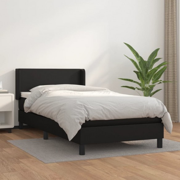 Cadre de lit avec matelas Noir 100x200 cm Similicuir