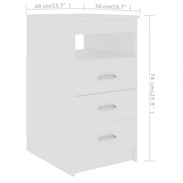 Armoire à tiroirs Blanc 40x50x76 cm Bois d'ingénierie