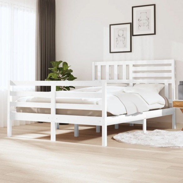 Cadre de lit Blanc Bois massif 160x200 cm