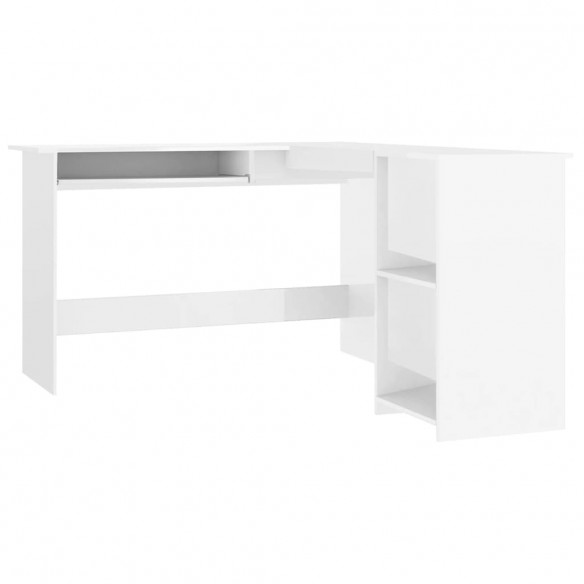 Bureau d'angle forme de L Blanc brillant 120x140x75cm Aggloméré