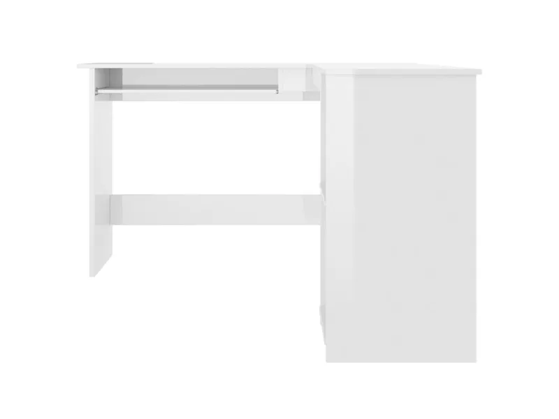 Bureau d'angle forme de L Blanc brillant 120x140x75cm Aggloméré