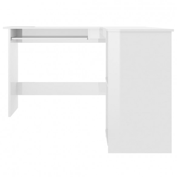 Bureau d'angle forme de L Blanc brillant 120x140x75cm Aggloméré