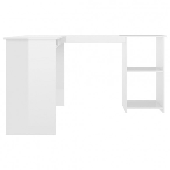 Bureau d'angle forme de L Blanc brillant 120x140x75cm Aggloméré