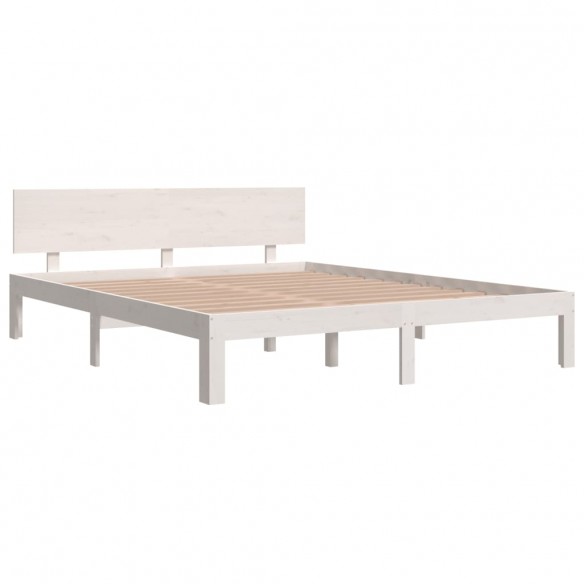 Cadre de lit Blanc Bois de pin massif 160x200 cm