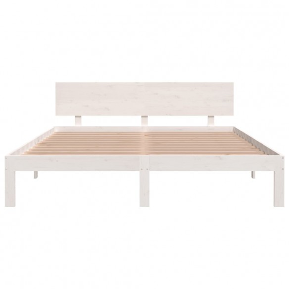 Cadre de lit Blanc Bois de pin massif 160x200 cm