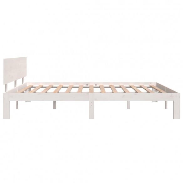 Cadre de lit Blanc Bois de pin massif 160x200 cm