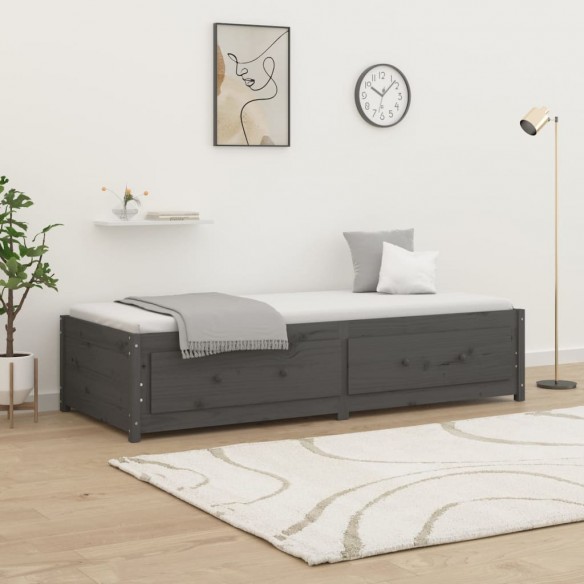 Lit de jour Gris 90x190 cm Simple Bois de pin massif