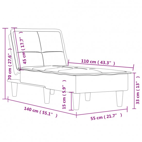 Chaise longue gris foncé tissu