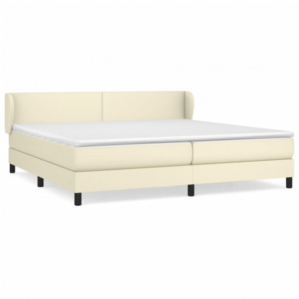 Cadre de lit avec matelas Crème 200x200cm Similicuir