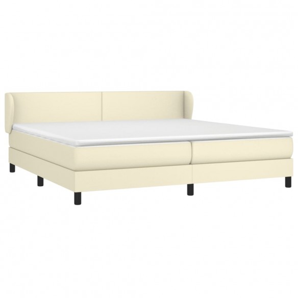 Cadre de lit avec matelas Crème 200x200cm Similicuir