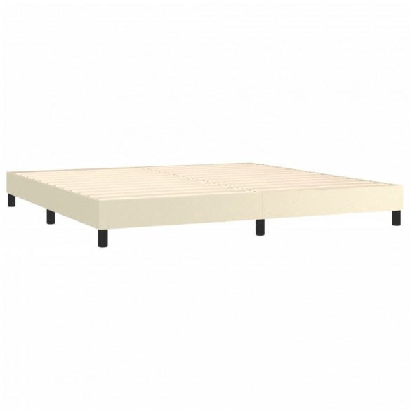 Cadre de lit avec matelas Crème 200x200cm Similicuir