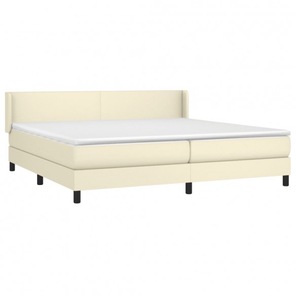 Cadre de lit avec matelas Crème 200x200cm Similicuir