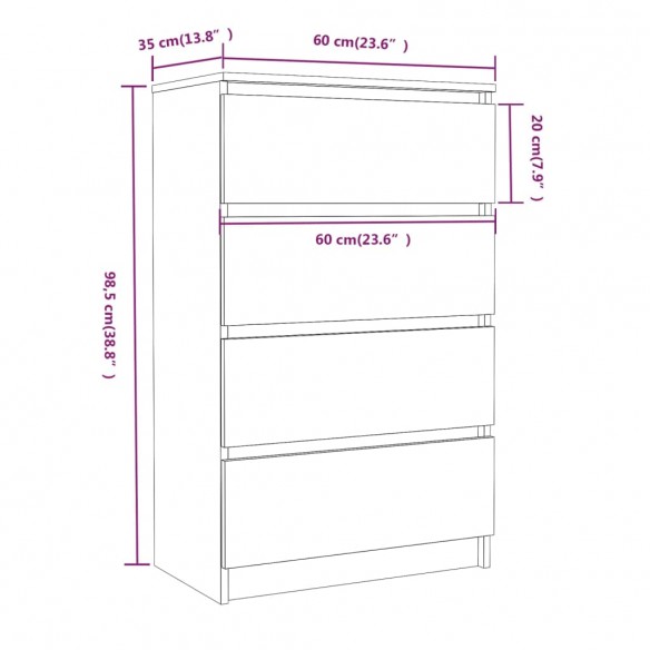 Buffet Chêne marron 60x35x98,5 cm Bois d'ingénierie