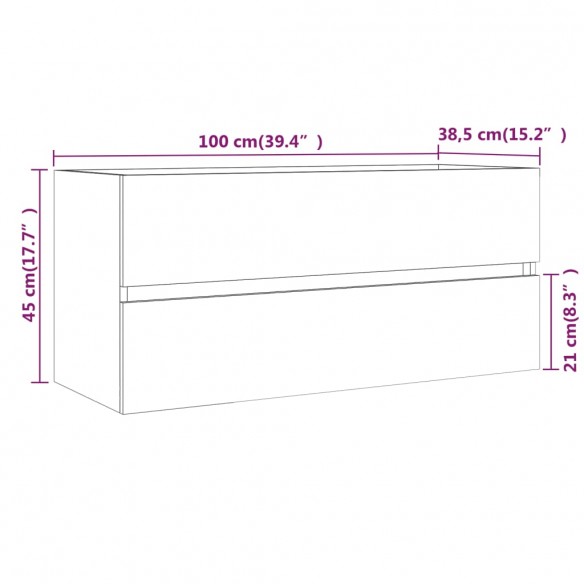 Armoire de lavabo Chêne fumé 100x38,5x45 cm Bois d'ingénierie