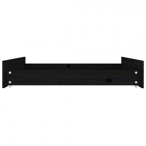 Tiroirs de lit 2 pcs Noir Bois de pin massif