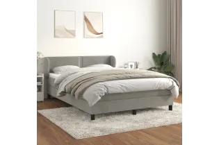 cadre de lit et matelas Gris clair 140x200cm Velours