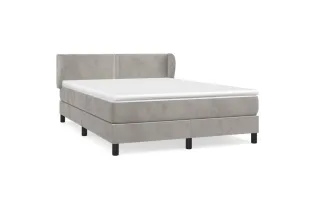 cadre de lit et matelas Gris clair 140x200cm Velours 2