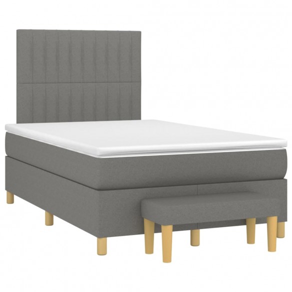 Cadre de lit avec matelas Gris foncé 120x200cm Tissu