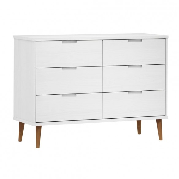 Commode MOLDE Blanc 113x40x80 cm Bois de pin massif