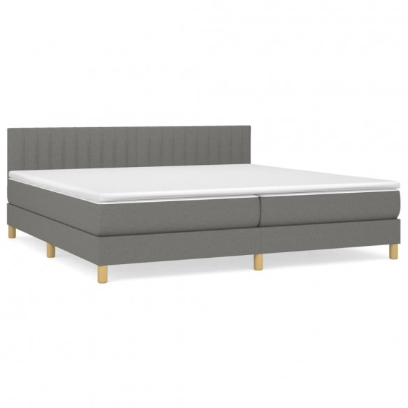 Cadre de lit avec matelas Gris foncé 200x200cm Tissu