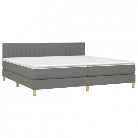 Cadre de lit avec matelas Gris foncé 200x200cm Tissu