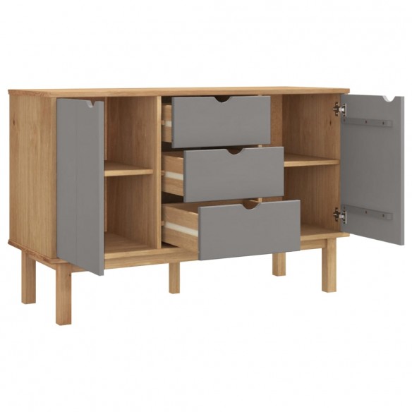 Buffet OTTA Marron et gris 113,5x43x73 cm Bois massif pin