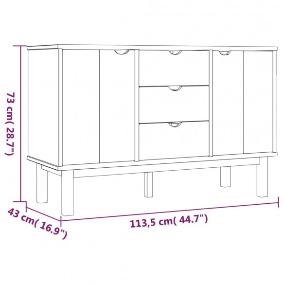 Buffet OTTA Marron et gris 113,5x43x73 cm Bois massif pin