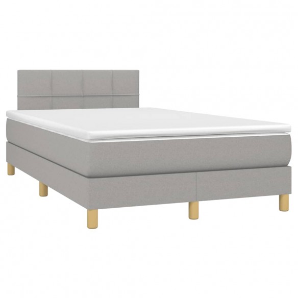 Cadre de lit avec matelas Gris clair 120x200cm Tissu