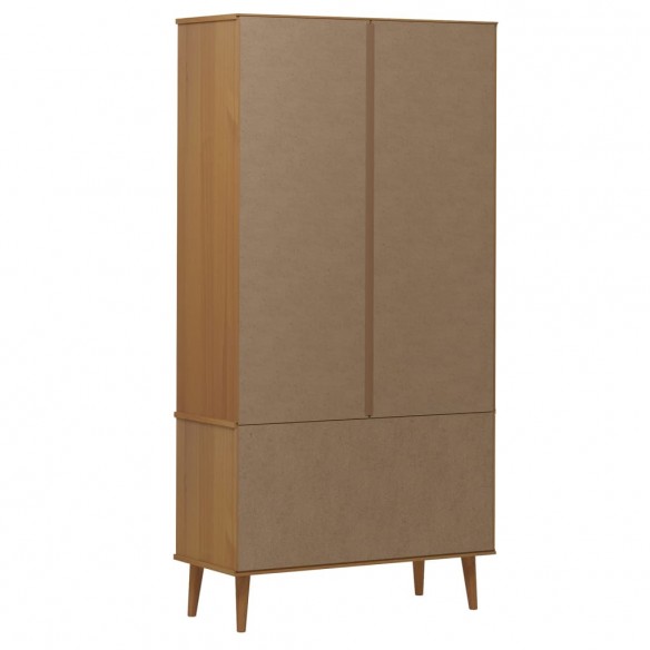 Armoire à vitrine MOLDE Marron 90x35x175 cm Bois de pin massif