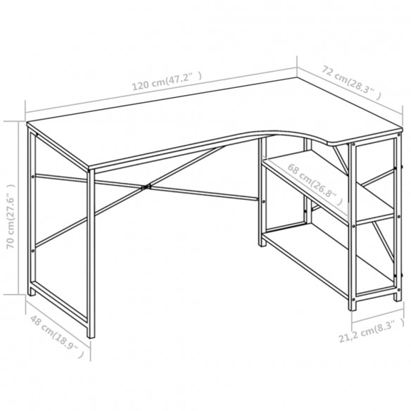 Bureau d'ordinateur Blanc 120 x 72 x 70 cm