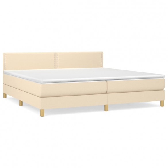 Cadre de lit avec matelas Crème 200x200 cm Tissu