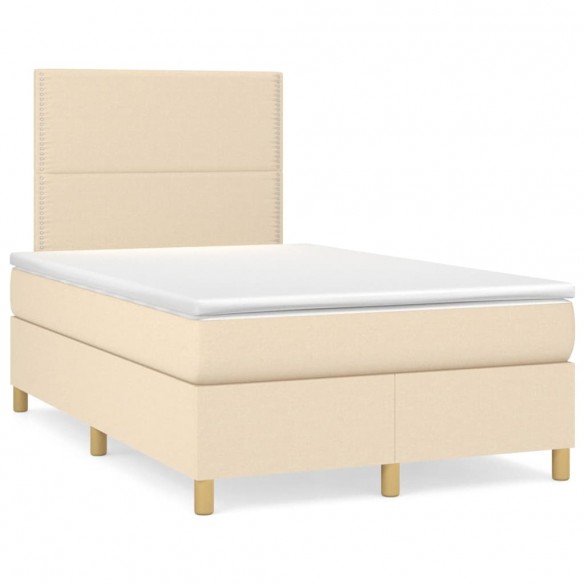 Cadre de lit avec matelas Crème 120x200 cm Tissu