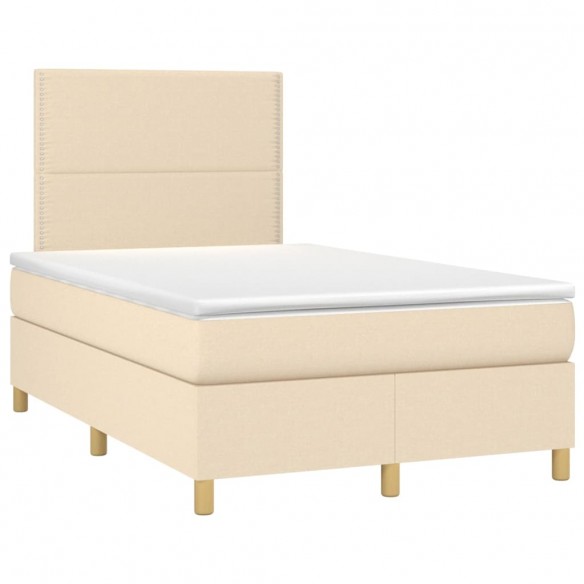 Cadre de lit avec matelas Crème 120x200 cm Tissu