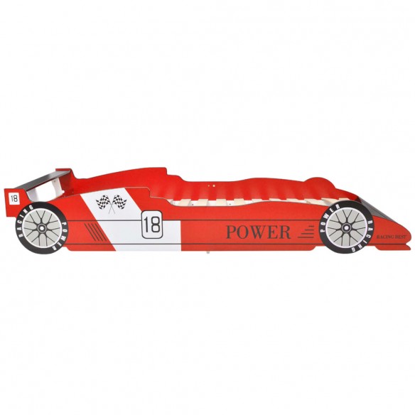 Lit voiture de course pour enfants 90 x 200 cm Rouge