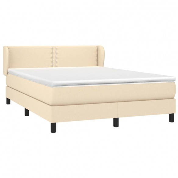 Cadre de lit avec matelas Crème 140x200 cm Tissu