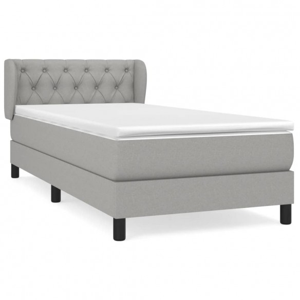 Cadre de lit avec matelas Gris clair 80x200 cm Tissu