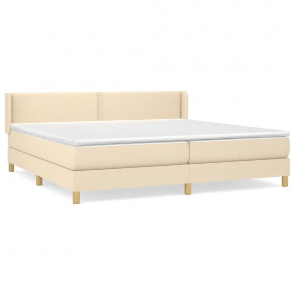 Cadre de lit avec matelas Crème 200x200 cm Tissu