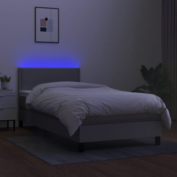 Cadre de lit avec matelas et LED Gris clair 80x200cm