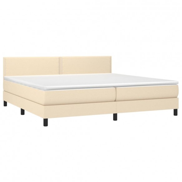 Cadre de lit et matelas et LED Crème 200x200cm Tissu