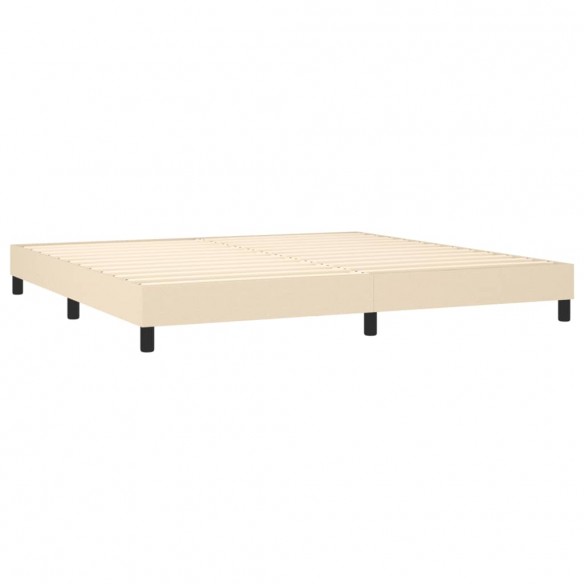 Cadre de lit et matelas et LED Crème 200x200cm Tissu