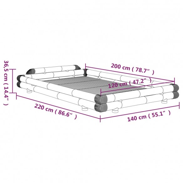 Cadre de lit Bambou 120x200 cm